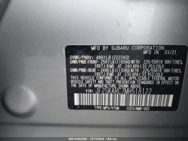 JF2SKARC7MH518122 Subaru Forester Sport