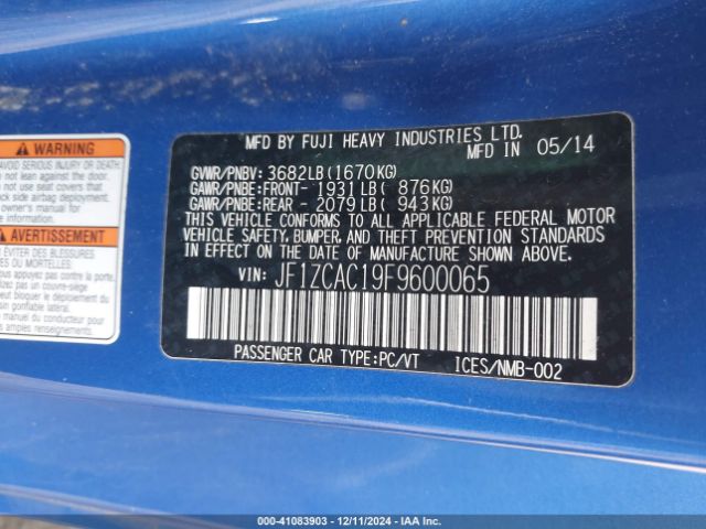 JF1ZCAC19F9600065 Subaru Brz Limited