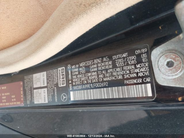 1990 MERCEDES-BENZ 500 WDBFA66E1LF002692 Photo 8