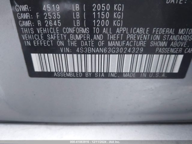 4S3BNAN63G3024329 Subaru Legacy 2.5i Limited