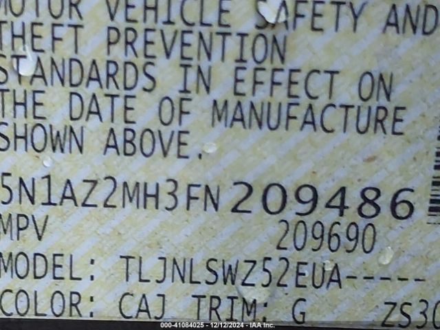 5N1AZ2MH3FN209486 Nissan Murano Platinum