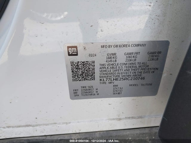 KL77LHE25RC210746 Chevrolet Trax Fwd Lt