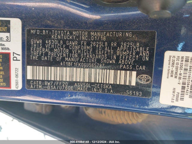 Toyota CAMRY SE 2016 4T1BF1FK0GU565787 Image 9