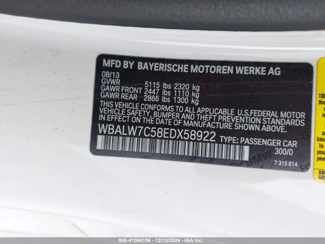 BMW 640i 2014 WBALW7C58EDX58922 Image 9