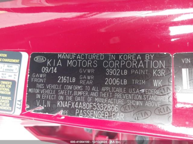 KNAFX4A80F5332806 KIA FORTE EX