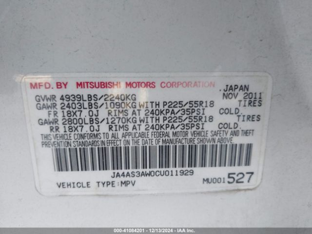 2012 MITSUBISHI OUTLANDER JA4AS3AW0CU011929 Photo 8