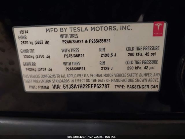 5YJSA1H22EFP62787 Tesla Model S P85d