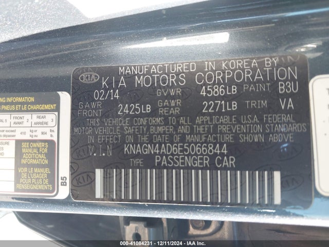 KNAGN4AD6E5066844 KIA Optima Hybrid Ex