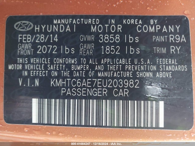 Hyundai Veloster Turbo W/black 2014 KMHTC6AE7EU203982 Image 9