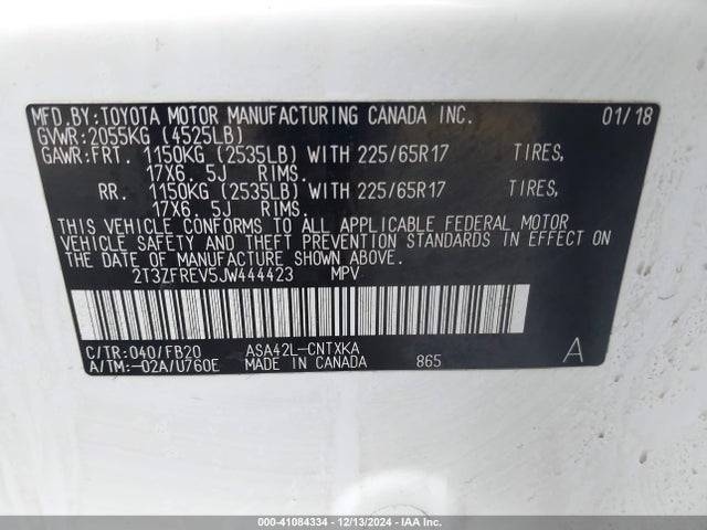 Toyota RAV4 LE 2018 2T3ZFREV5JW444423 Image 9