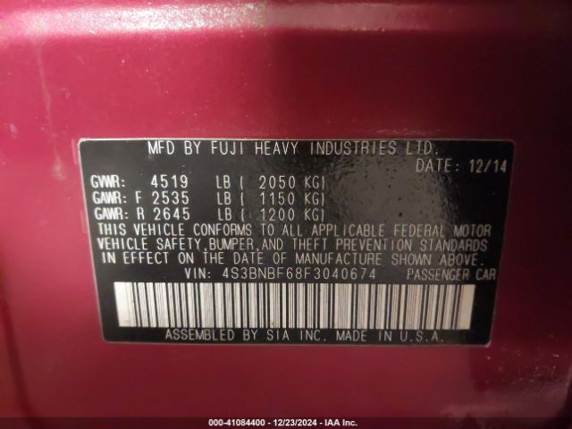 4S3BNBF68F3040674 Subaru Legacy 2.5i Premium