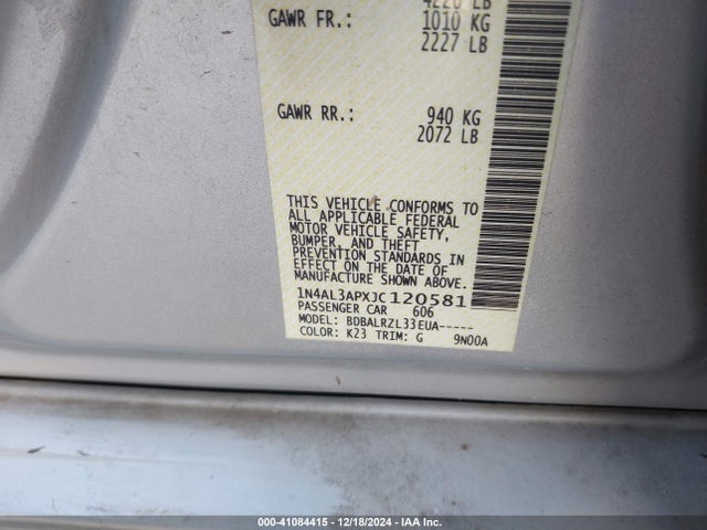 1N4AL3APXJC120581 Nissan Altima 2.5 Sl