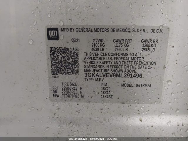 3GKALVEV9ML391496 GMC Terrain Awd Slt