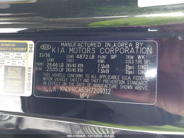 KNDPRCA65H7209312 KIA Sportage Sx Turbo