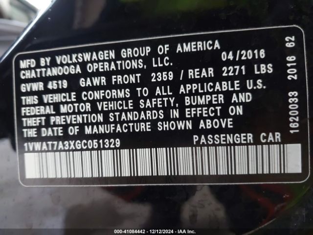 1VWAT7A3XGC051329 Volkswagen Passat 1.8t R-line