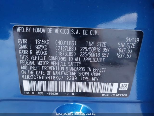 3CZRU5H18KG712299 Honda HR-V SPORT