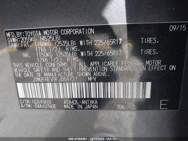 Toyota RAV4 LE 2015 JTMZFREV9FJ059727 Image 9