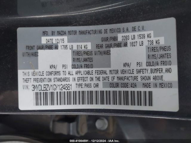 3MYDLBZV1GY124881 Scion IA