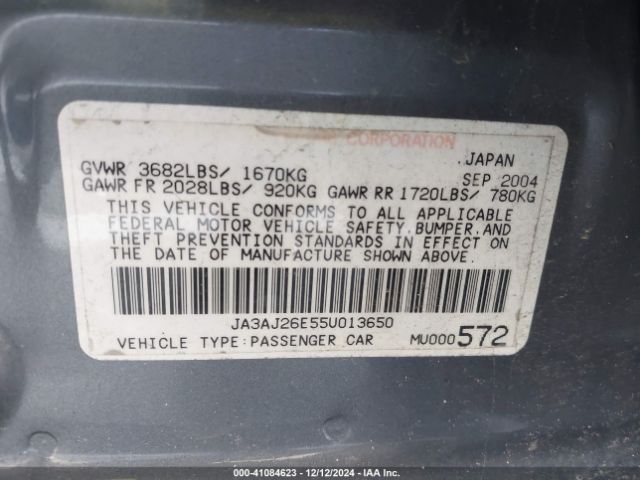 2005 MITSUBISHI LANCER JA3AJ26E55U013650 Photo 8