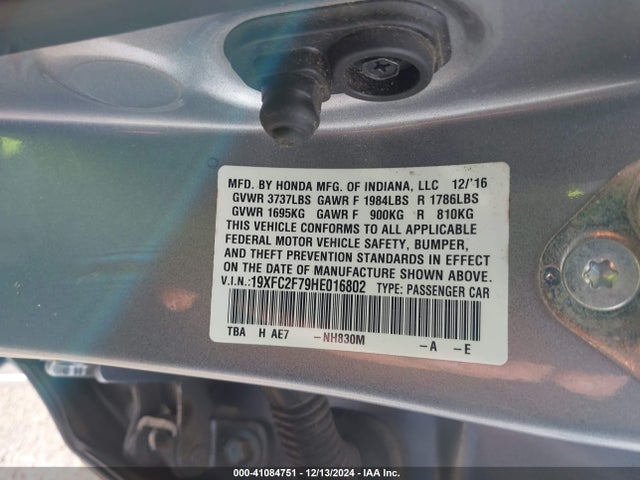Honda CIVIC EX 2017 19XFC2F79HE016802 Image 9