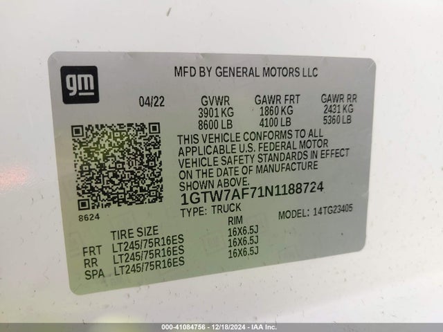 1GTW7AF71N1188724 GMC Savana Cargo Rwd 2500 Regular Wheelbase Work Van