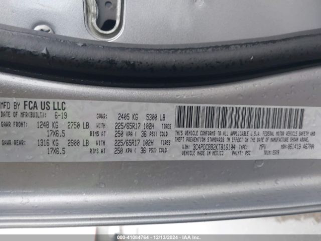 3C4PDCBB2KT816104 Dodge JOURNEY SE