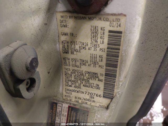 1N6AD0CW7EN720766 Nissan Frontier Sv