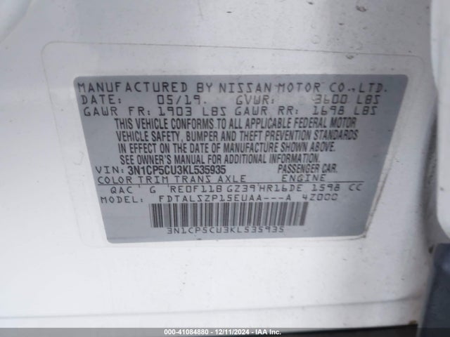 Nissan KICKS SV 2019 3N1CP5CU3KL535935 Image 9