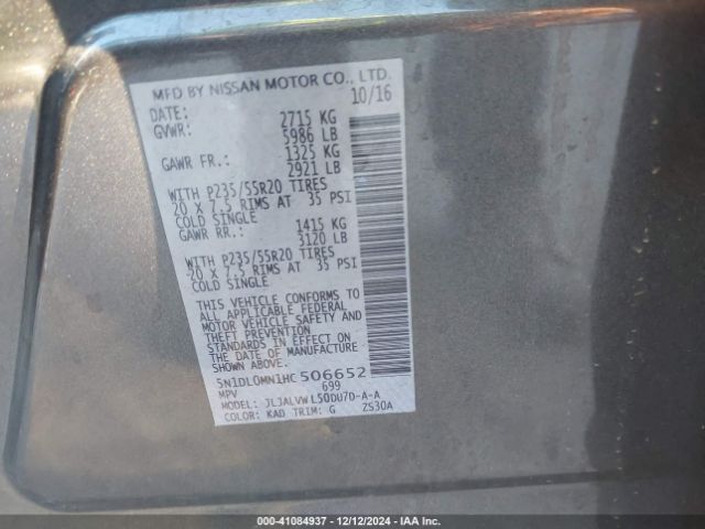 5N1DL0MN1HC506652 Infiniti QX60