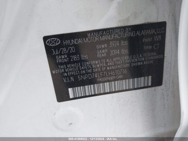 5NPD74LF7LH610716 Hyundai ELANTRA SE