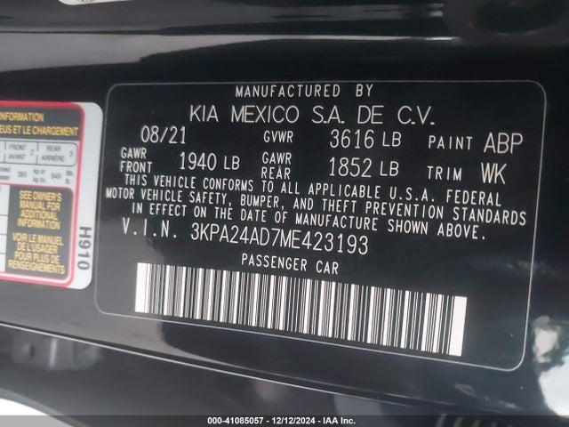 KIA RIO LX 2021 3KPA24AD7ME423193 Image 9