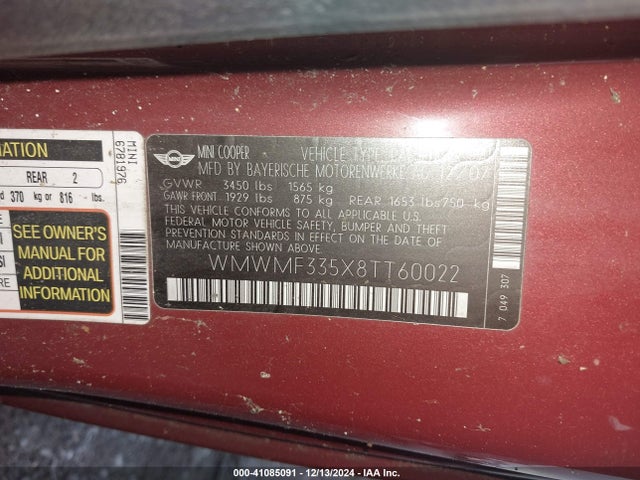 2008 MINI COOPER WMWMF335X8TT60022 Photo 8
