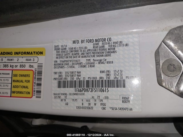 1FA6P0H73F5110615 Ford FUSION SE
