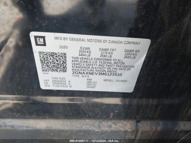 2GNAXNEV3M6123510 Chevrolet Equinox Fwd Premier