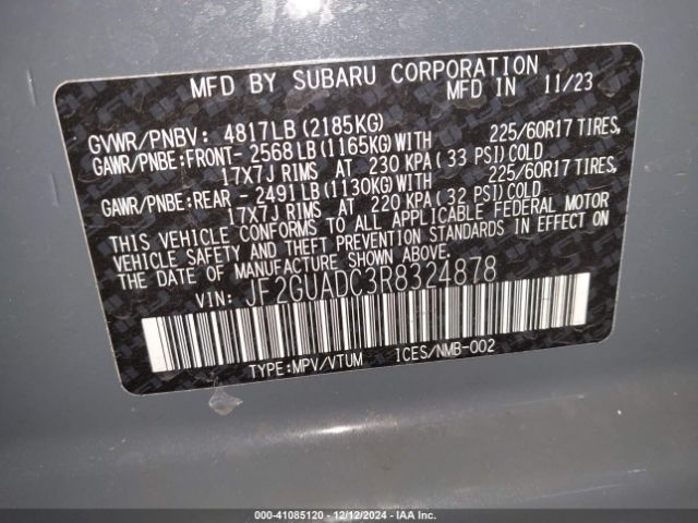 JF2GUADC3R8324878 Subaru Crosstrek Premium