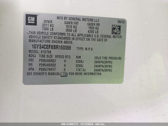 2011 CADILLAC ESCALADE 1GYS4CEFXBR160388 Photo 8
