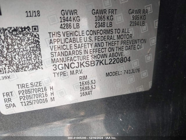 Chevrolet TRAX LS 2019 3GNCJKSB7KL220804 Image 9