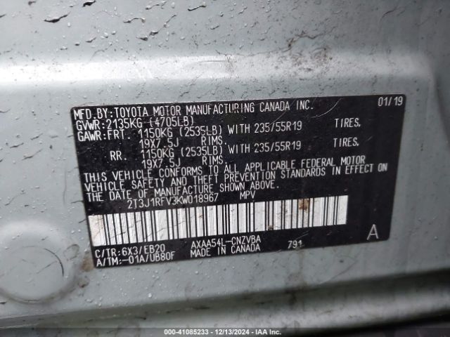 2T3J1RFV3KW018967 Toyota Rav4 Adventure