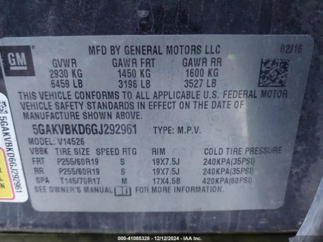 5GAKVBKD6GJ292961 Buick Enclave Leather