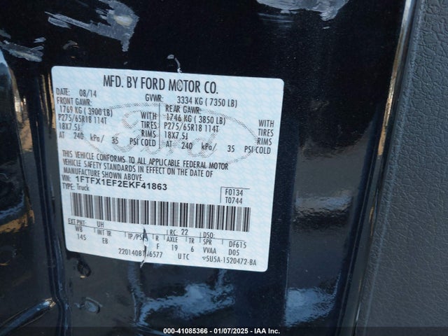 Ford F-150 Lariat 2014 1FTFX1EF2EKF41863 Image 9