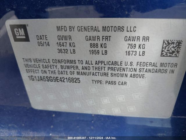 1G1JA6SG9E4216825 Chevrolet Sonic Ls Auto