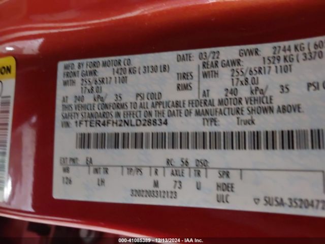 1FTER4FH2NLD28834 Ford Ranger Xlt