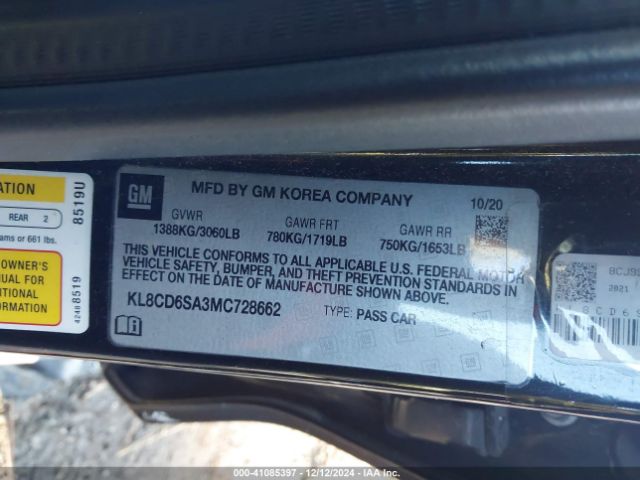 KL8CD6SA3MC728662 Chevrolet Spark Fwd 1lt Automatic
