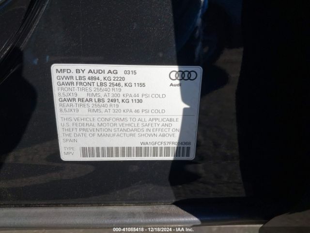 WA1GFCFS7FR014368 Audi Q3 2.0t Premium Plus
