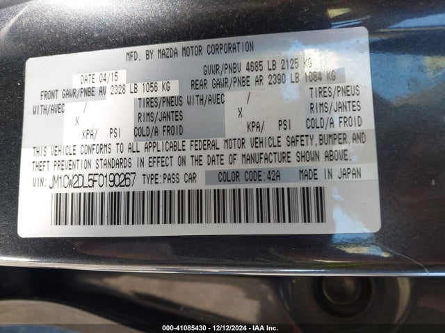 Mazda Mazda5 Grand Touring 2015 JM1CW2DL5F0190267 Image 9