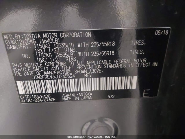 Toyota Rav4 Limited 2018 JTMDFREV3JD245524 Image 9