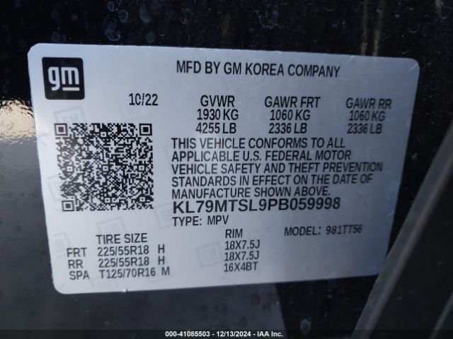 KL79MTSL9PB059998 Chevrolet Trailblazer Fwd Rs