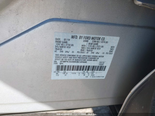 Ford EDGE SE 2019 2FMPK3G98KBC45446 Image 9