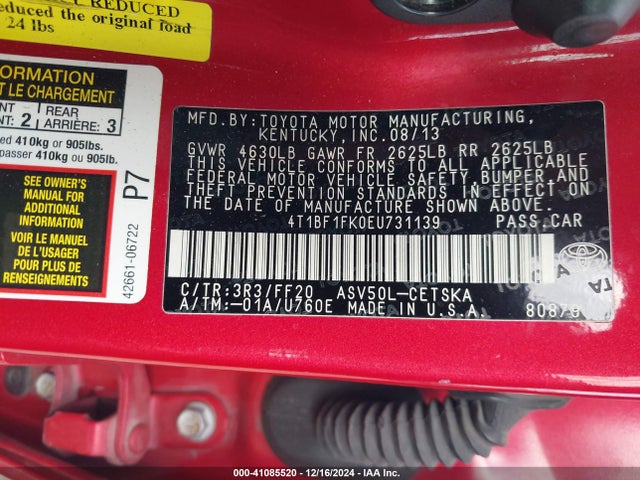 4T1BF1FK0EU731139 Toyota CAMRY SE