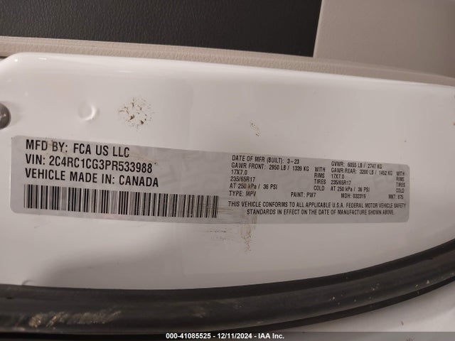 2C4RC1CG3PR533988 Chrysler Voyager Lx